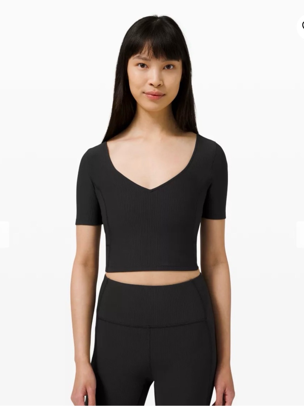 Ribbed Contoured V-Neck Yoga Short Sleeve Shirt